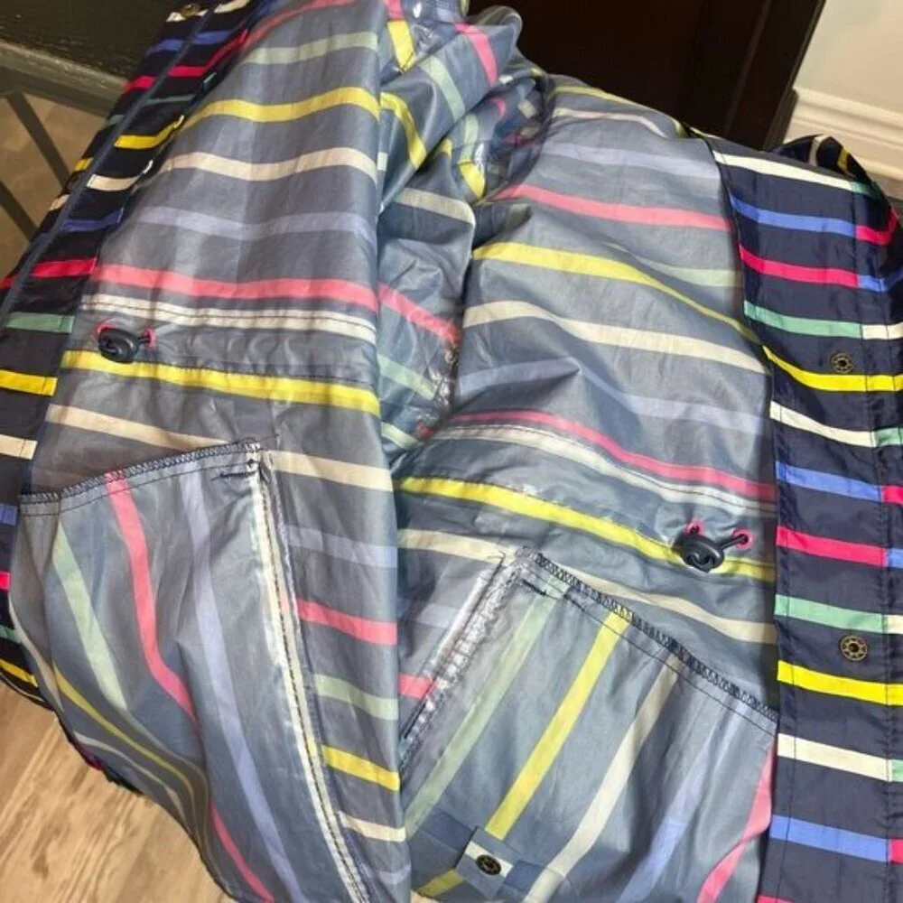 3/$80 🌈— Joules Navy Multi-Stripe Hooded Raincoat - Picture 9 of 14